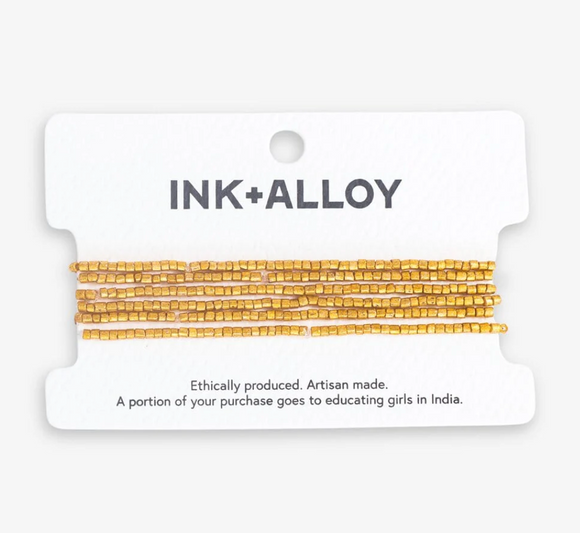 Ink & Alloy Macy Six Strand Luxe Beaded Bracelet Set Gold