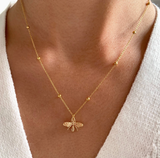 Bee Pendant Necklace with Ball Chain