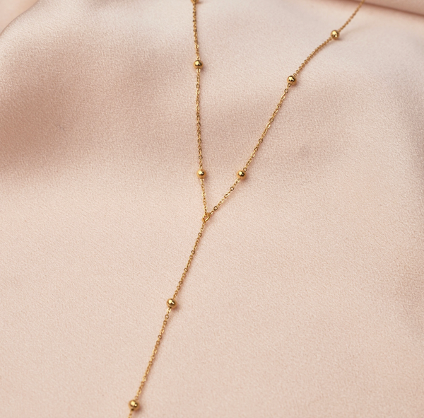 【VINTAGE HOLLYWOOD】Minimal Ball Long Chain Necklace~韓国発 Long 14 kt Yellow Gold ∼2.2 mm Opera Length Rope Chain