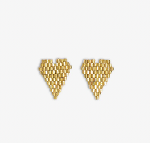 Ink & Alloy Esme Luxe Bead Heart Shape Post Earrings Gold