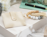 Leather Keychain Wallet with Wristlet Bangle Bracelet